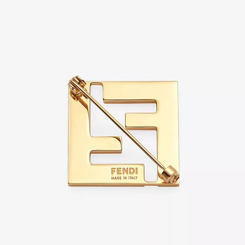 Affordable HOT Fendi Forever Brooch In Enameled Metal Gold White 0113