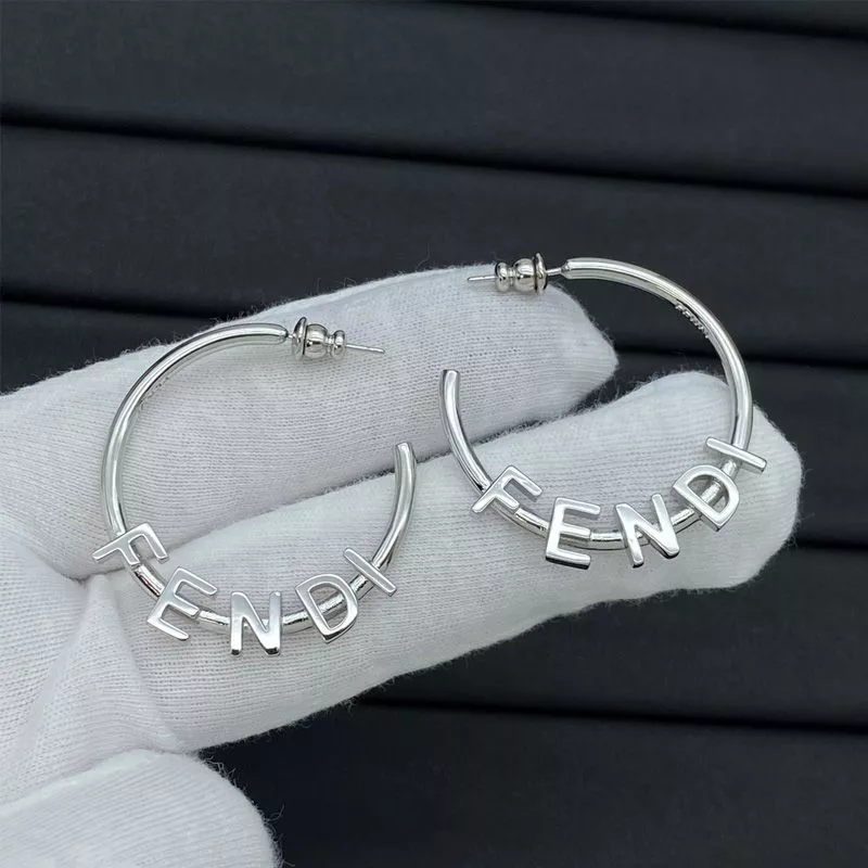 HOT Fendi Fendigraphy Hoop Earrings In Metal Palladium 0114