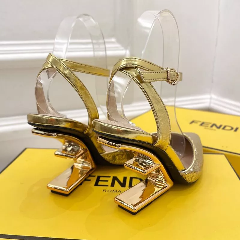 Cheap HOT Fendi First Slingback Pumps Women Calf Leather with Sequins Embroidery Gold 0118