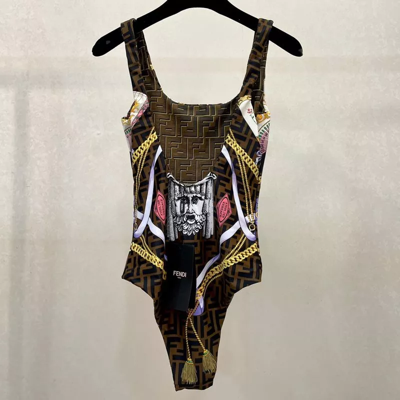 Affordable HOT Fendi Reversible Swimsuit Women Fendace FF Motif Lycra Brown 0119