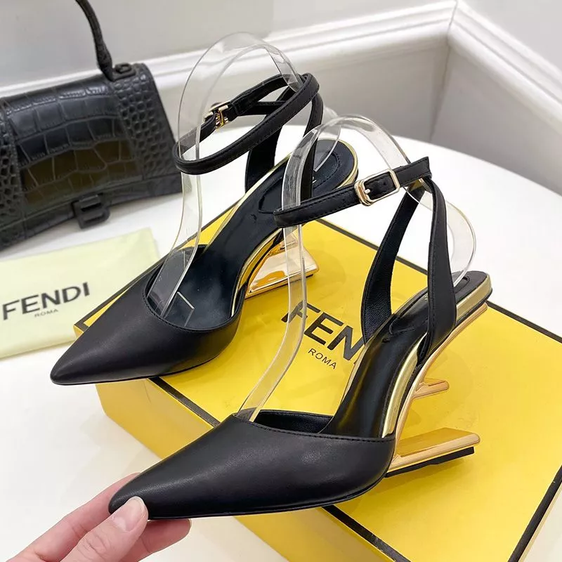 HOT Fendi First Slingback Pumps Women Calf Leather Black 0118