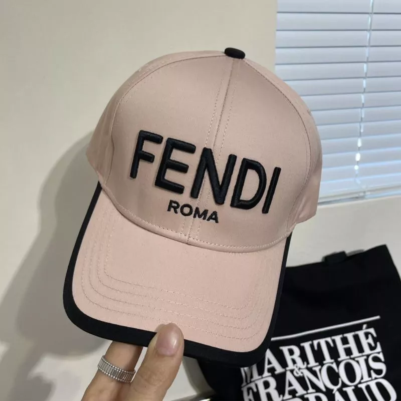 HOT Fendi Baseball Cap In Fendi Roma FF Motif Canvas Pink 0117