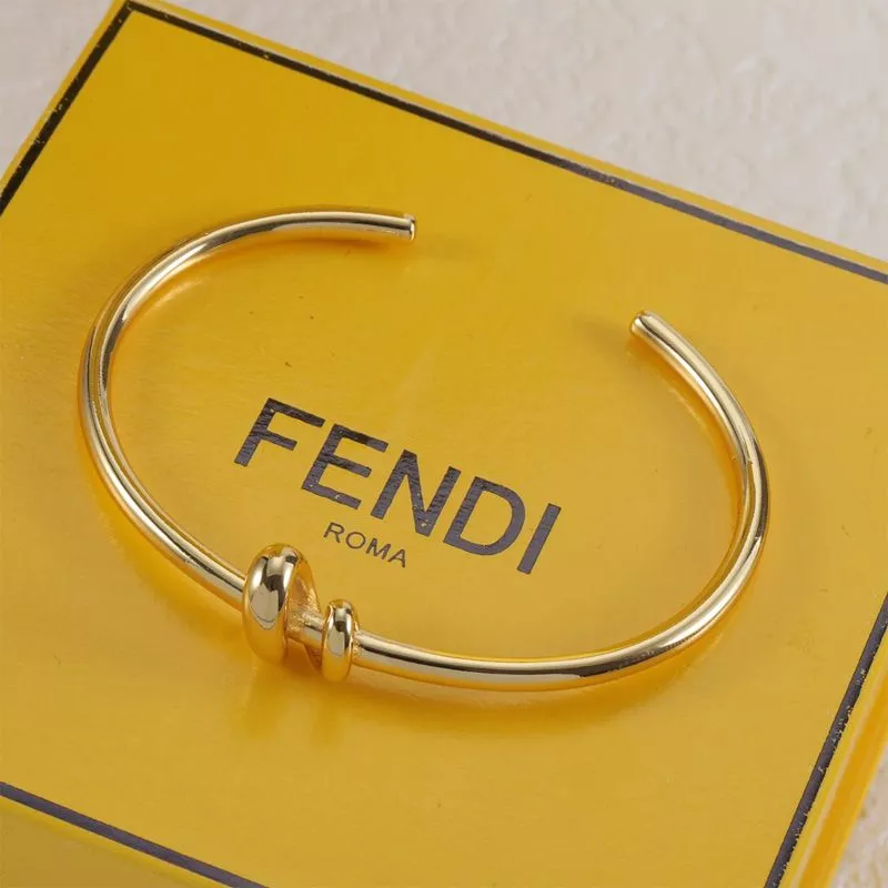 HOT Fendi Filo F Bangle Bracelet In Metal Gold 0114