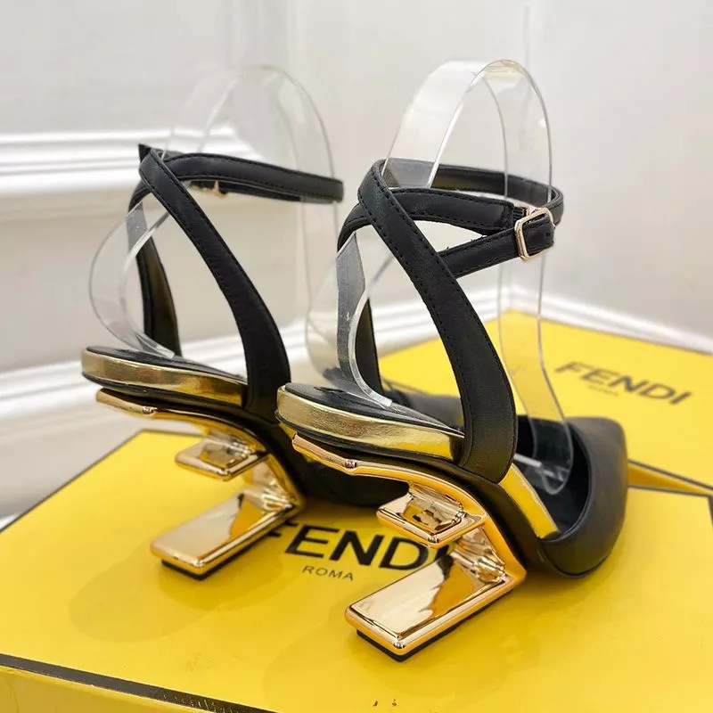 Affordable HOT Fendi First Slingback Pumps Women Calf Leather Black 0118