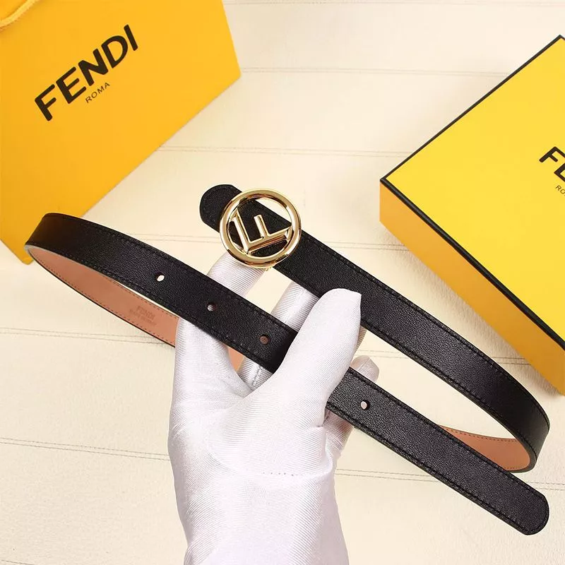 Cheap HOT F is Fendi Buckle Slim Belt In Calf Leather Black Gold 0117