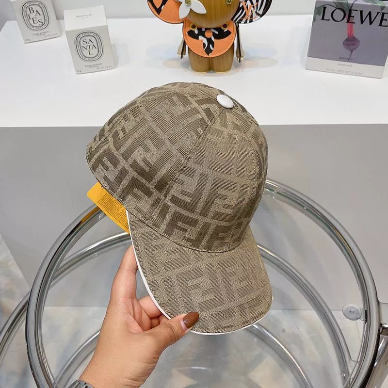 HOT Fendi Baseball Cap In FF Motif Cotton Beige 0117