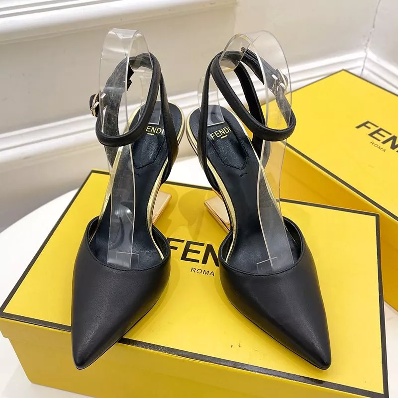 Affordable HOT Fendi First Slingback Pumps Women Calf Leather Black 0118