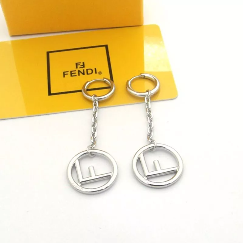 HOT F is Fendi Chain Pendant Earrings In Metal Palladium 0113