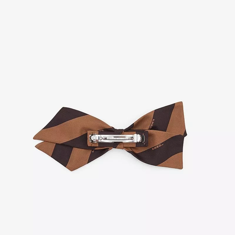 Affordable HOT Fendi Pequin Stripe Hair Clip In Silk Brown 0114