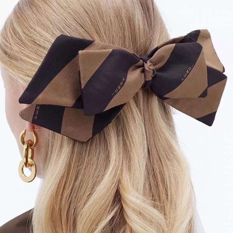 Affordable HOT Fendi Pequin Stripe Hair Clip In Silk Brown 0114