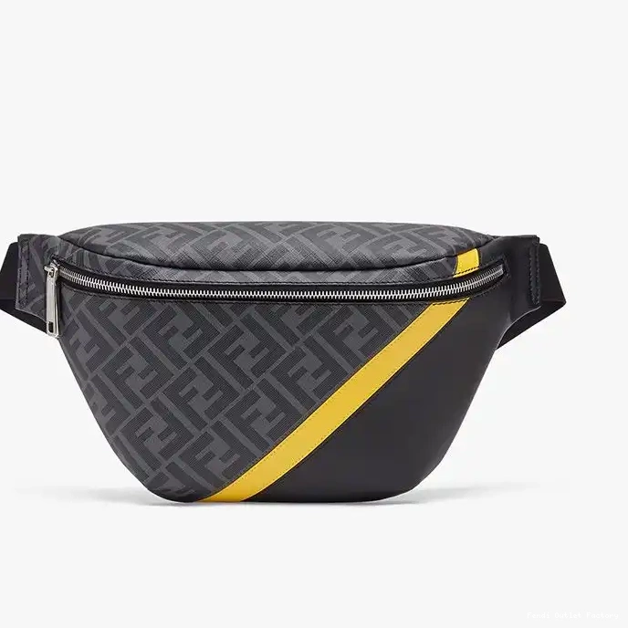 HOT Black In Yellow Fabric Belt Bag Motif Fendi FF 0305