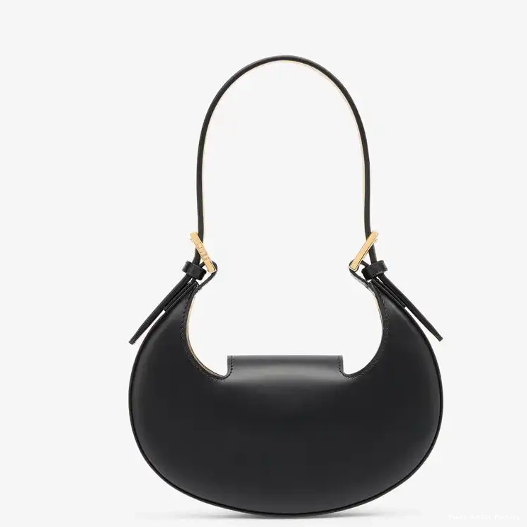 Affordable HOT Fendi Mini Calf Bag Cookie Leather Hobo Black In 0304