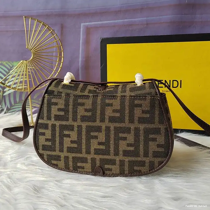 Affordable HOT Mini Motif Fendi FF Fabric Bag Brown In C'mon 0315