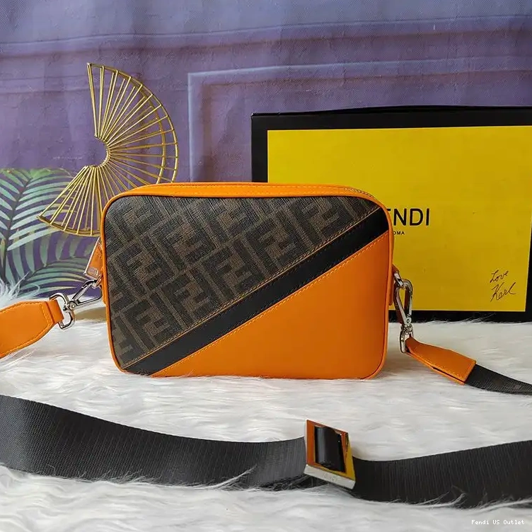 HOT Orange Compact Case Motif Fabric Camera In Fendi Brown FF 0305