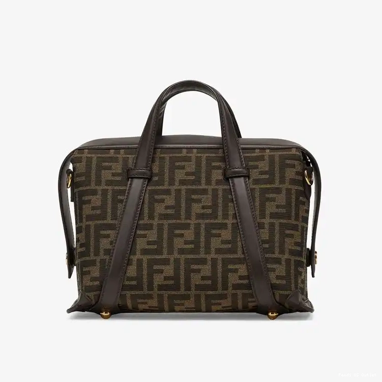 Affordable HOT Medium Boston In Bag Brown Fabric Motif 365 Fendi FF 0319