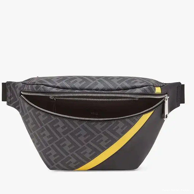 Cheap HOT Belt Bag Motif Black Fendi FF In Fabric Yellow 0319