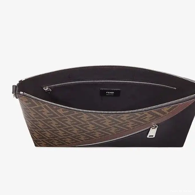 Vintage HOT Bag In Messenger Fendi Brown FF Slim Motif Fabric 0321