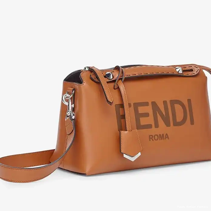 Vintage HOT The Fendi ROMA Way Medium Calf In Boston Brown Logo Bag By Leather 0317