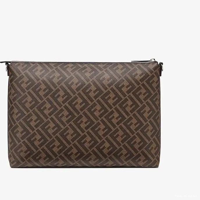 Vintage HOT Bag In Messenger Fendi Brown FF Slim Motif Fabric 0321