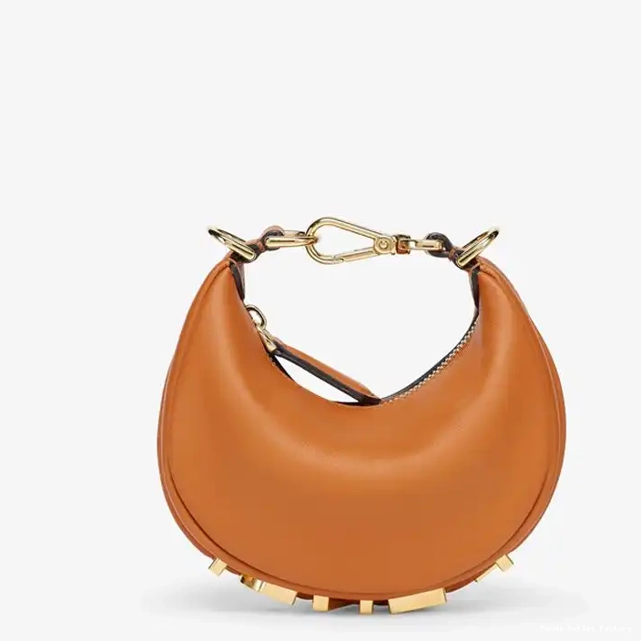 Cheap HOT Nano Hobo Bag In Brown Leather Fendigraphy Calf Fendi 0322