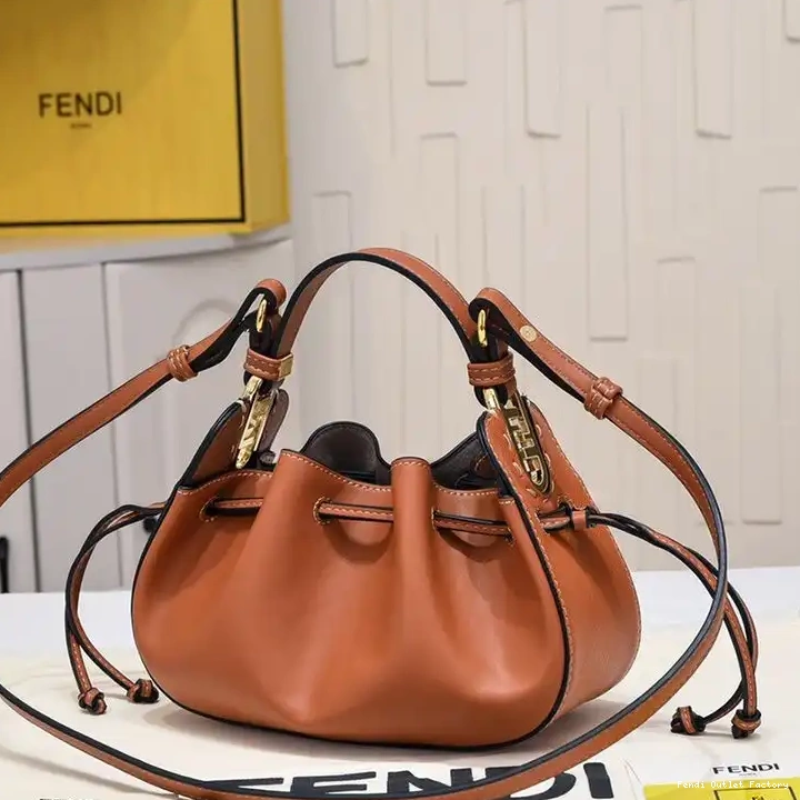 Vintage HOT Bucket Brown Mini Calf Fendi Bag Leather Pomodorino In 0318