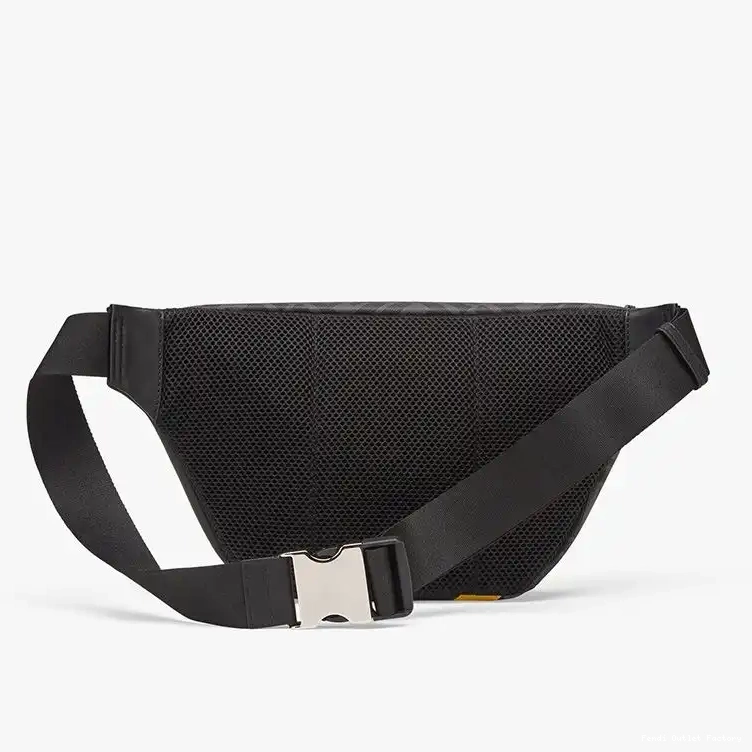 Cheap HOT Belt Bag Motif Black Fendi FF In Fabric Yellow 0319