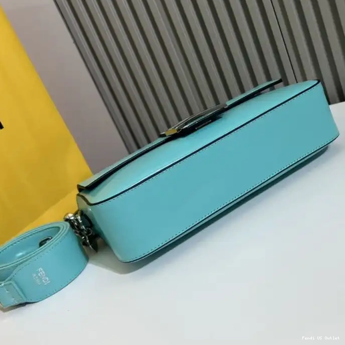 Affordable HOT In Tiffany Smooth Medium Baguette Bag Fendi Leather Blue 0316