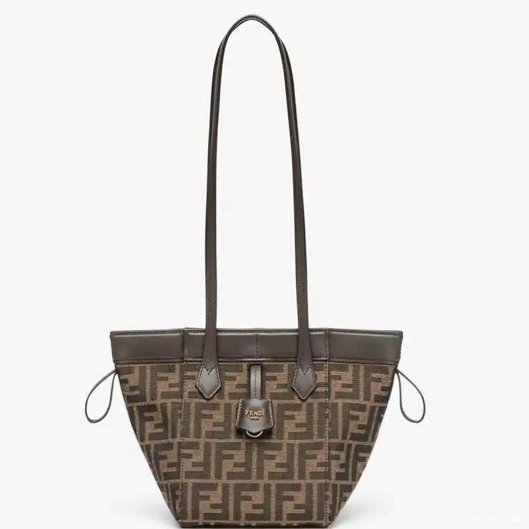 Cheap HOT Bag Fendi Origami FF Motif Mini Brown In Fabric 0315