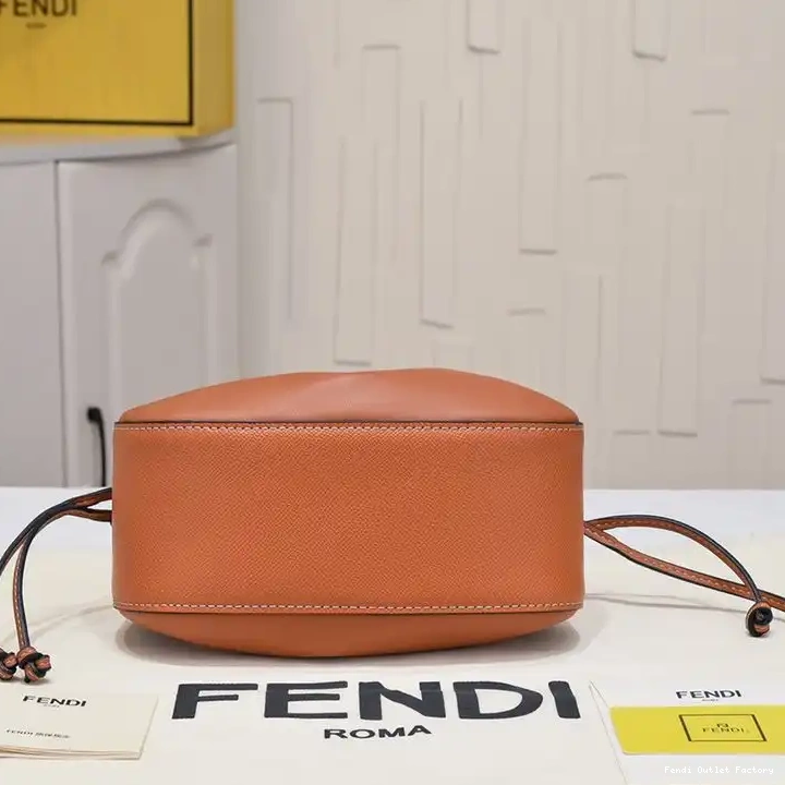 Vintage HOT Bucket Brown Mini Calf Fendi Bag Leather Pomodorino In 0318