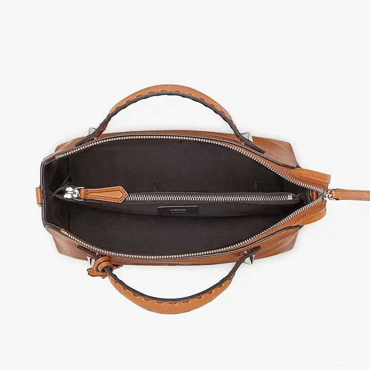 Vintage HOT The Fendi ROMA Way Medium Calf In Boston Brown Logo Bag By Leather 0317
