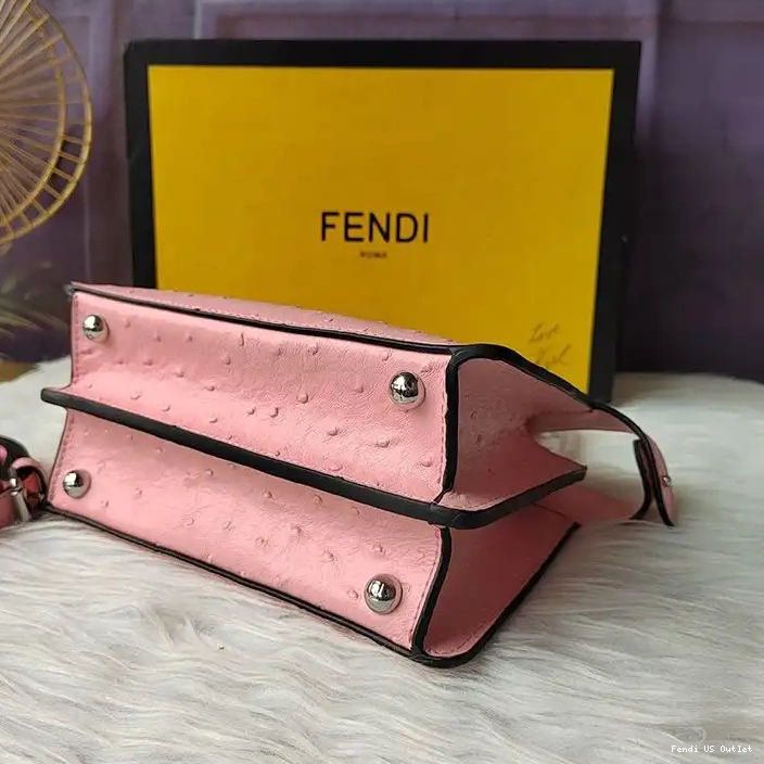 Affordable HOT Bag Leather ISeeU In Petite Peekaboo Fendi Ostrich Pink 0320