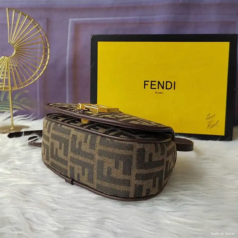 Affordable HOT Mini Motif Fendi FF Fabric Bag Brown In C'mon 0315