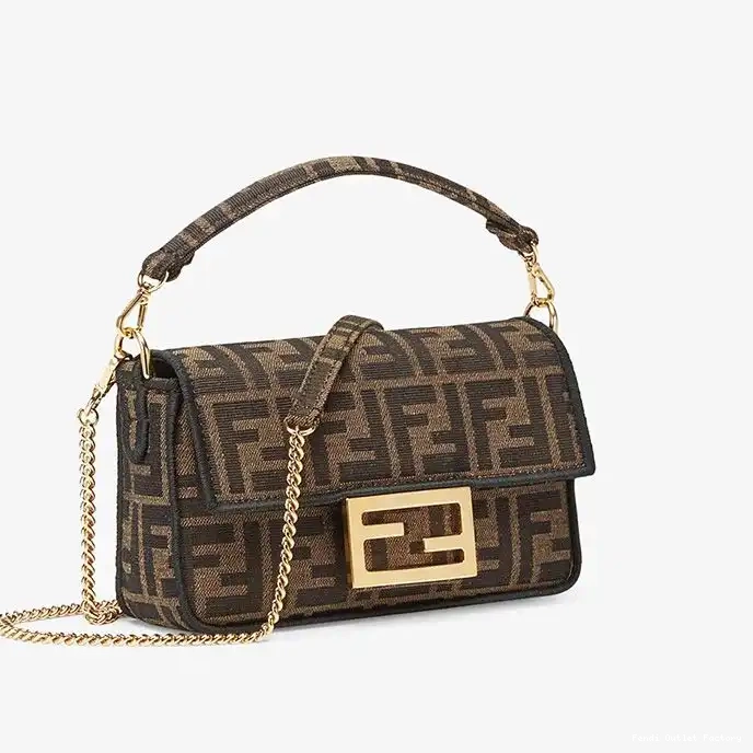 Cheap HOT Fendi Brown Bag In Motif FF Fabric Baguette Mini 0318