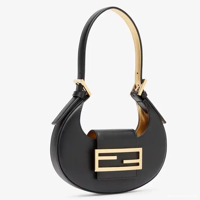 Affordable HOT Fendi Mini Calf Bag Cookie Leather Hobo Black In 0304