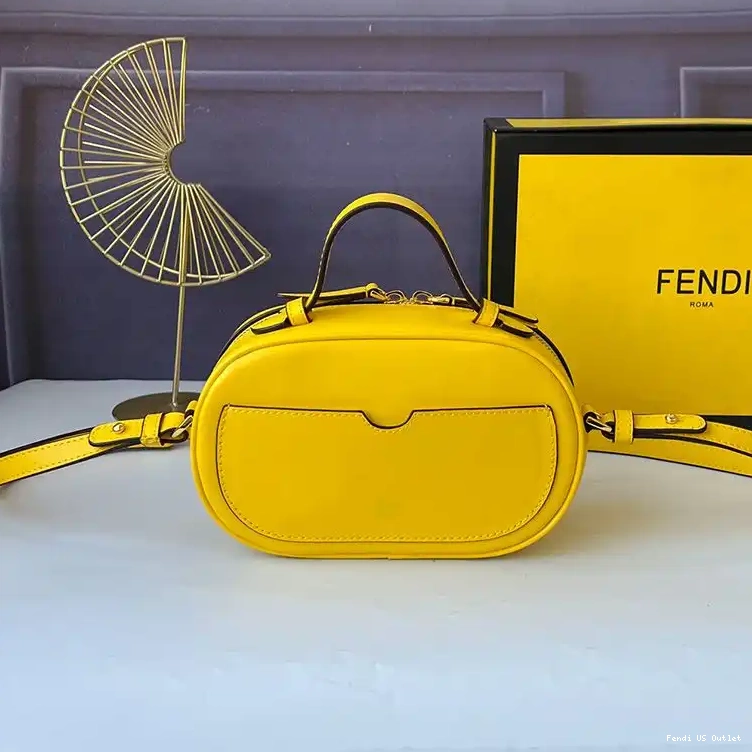 Affordable HOT Leather Fendi Camera In Mini Yellow O'Lock Calf Case 0304