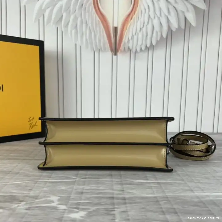 Affordable HOT In Cut Peekaboo Leather Mini Bag Fendi Calf Khaki 0321