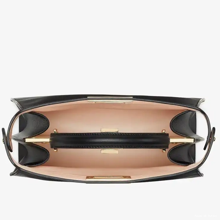 Vintage HOT Fendi Peekaboo ISeeU Laether In Medium Black Nappa Bag 0315