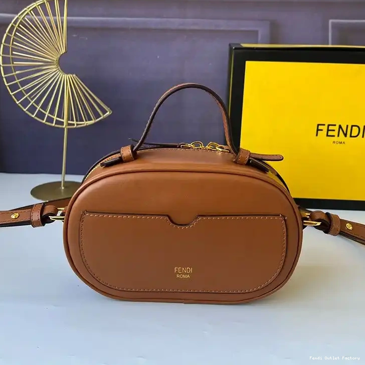Affordable HOT In Fendi Brown Leather Mini Calf O'Lock Camera Case 0317