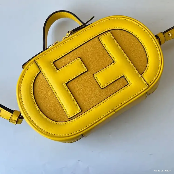 Affordable HOT Leather Fendi Camera In Mini Yellow O'Lock Calf Case 0304