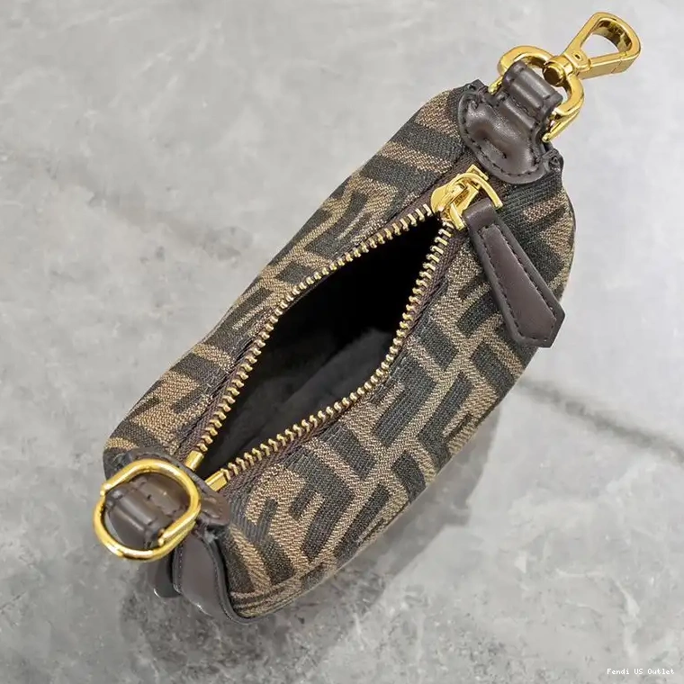Vintage HOT Fendi Nano Fendigraphy Fabric FF Bag In Brown Motif Hobo 0321