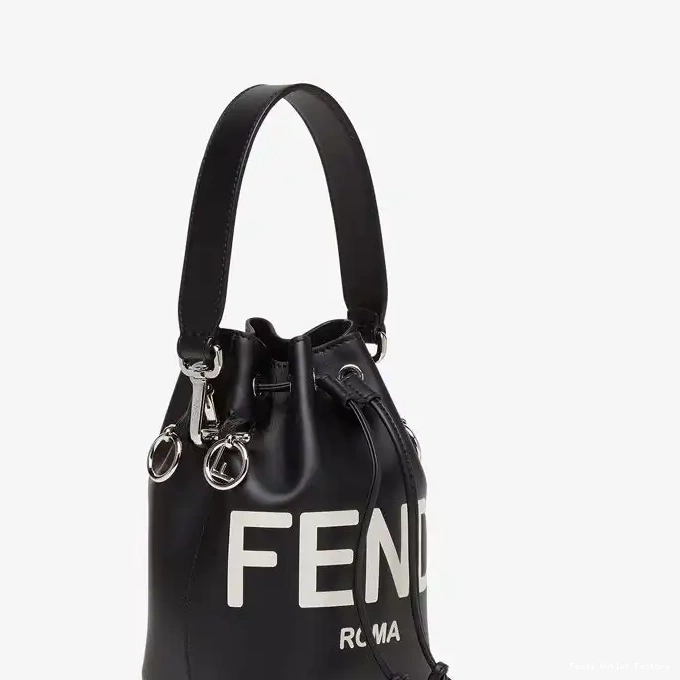 Affordable HOT Calf Leather In White Bucket Tresor Bag Mini Black Mon ROMA Logo Fendi 0321