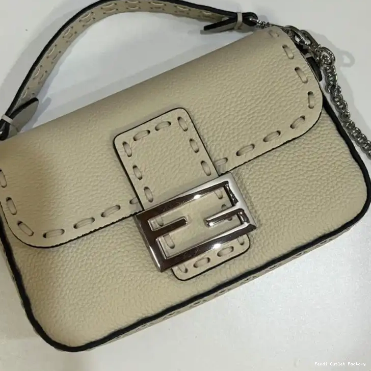 Cheap HOT Baguette Cuoio In Selleria Romano Beige Fendi Mini Leather Bag 0321