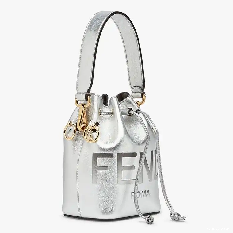 Cheap HOT ROMA Bucket Mon Calf Silver Tresor Bag Fendi Logo Leather Mini In 0304