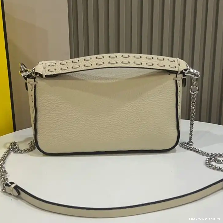 Cheap HOT Baguette Cuoio In Selleria Romano Beige Fendi Mini Leather Bag 0321