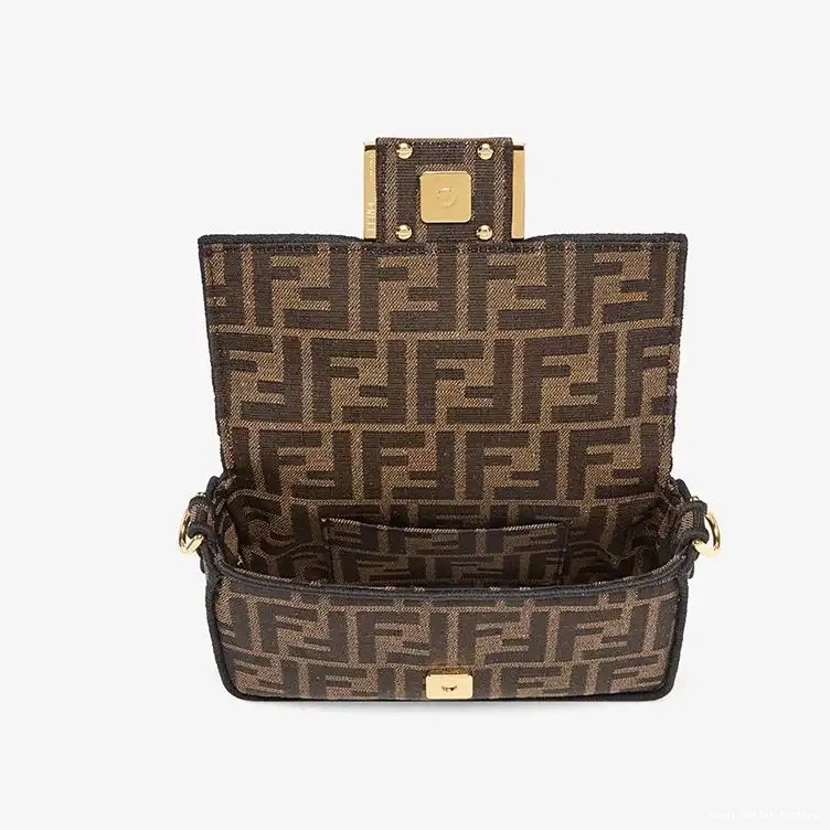 Cheap HOT Fendi Brown Bag In Motif FF Fabric Baguette Mini 0318