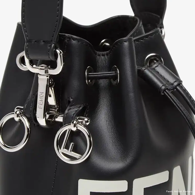 Affordable HOT Calf Leather In White Bucket Tresor Bag Mini Black Mon ROMA Logo Fendi 0321
