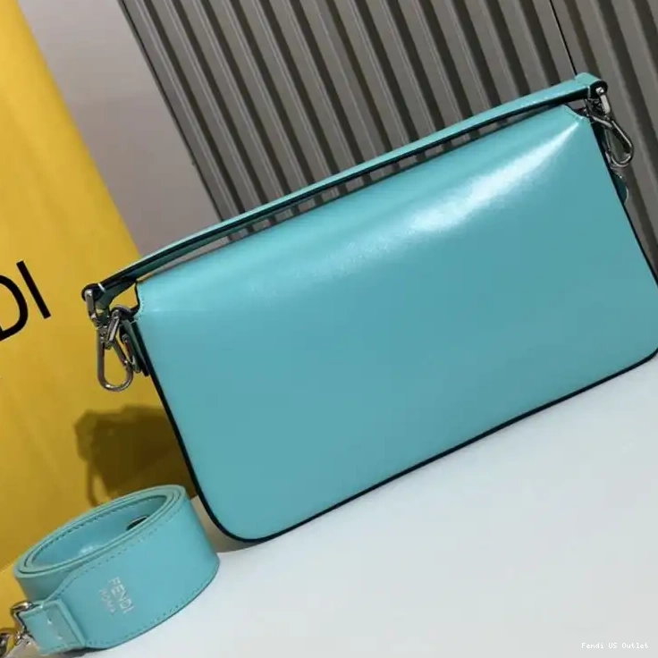 Affordable HOT In Tiffany Smooth Medium Baguette Bag Fendi Leather Blue 0316