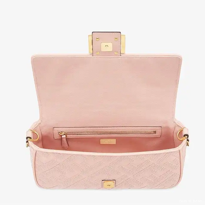 Affordable HOT Cut Laser In FF Motif Baguette Strap Bag Pink with Medium Canvas Fendi 0304