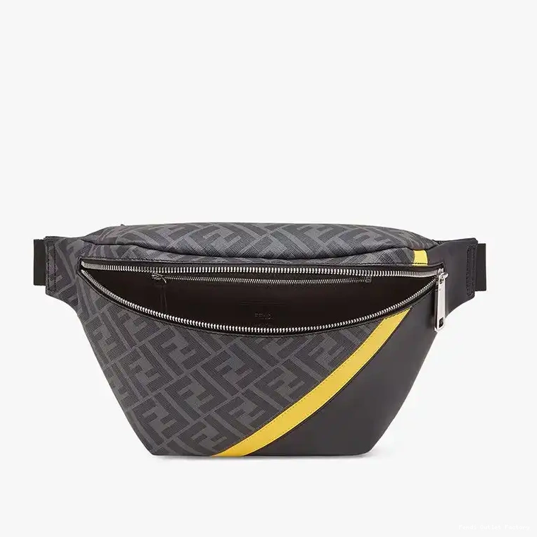 Affordable HOT Black In Yellow Fabric Belt Bag Motif Fendi FF 0305