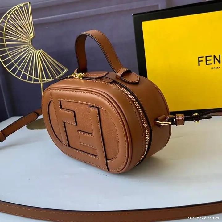 Affordable HOT In Fendi Brown Leather Mini Calf O'Lock Camera Case 0317